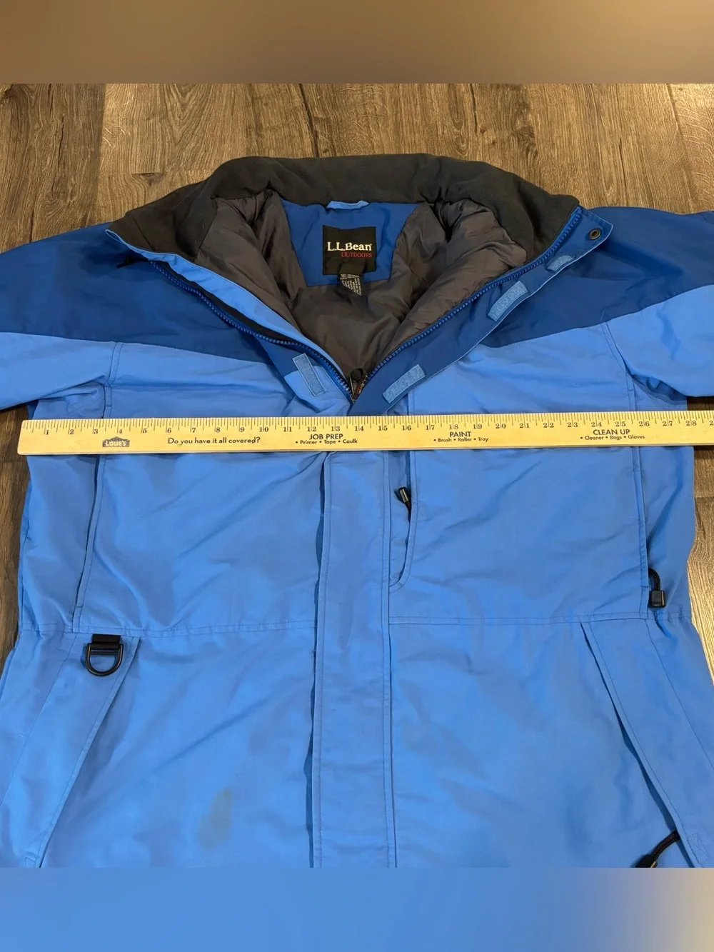 L.L. Bean Outdoors Blue Parka w/ Pop Out Hood Mens size XL Tall ISSUE